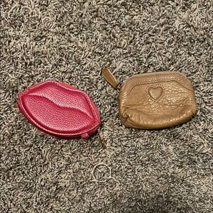 Brighton Pink Lips Coin Purse and Tan Heart Pouch